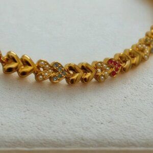 D'Orlan Pastel Set, Necklace, Bracelet, Clip Earrings. Triple 22kt gold plated